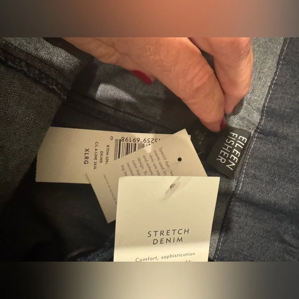 Eileen Fisher A Line Denim Stretch Skirt Size XL NWT - Picture 6 of 8